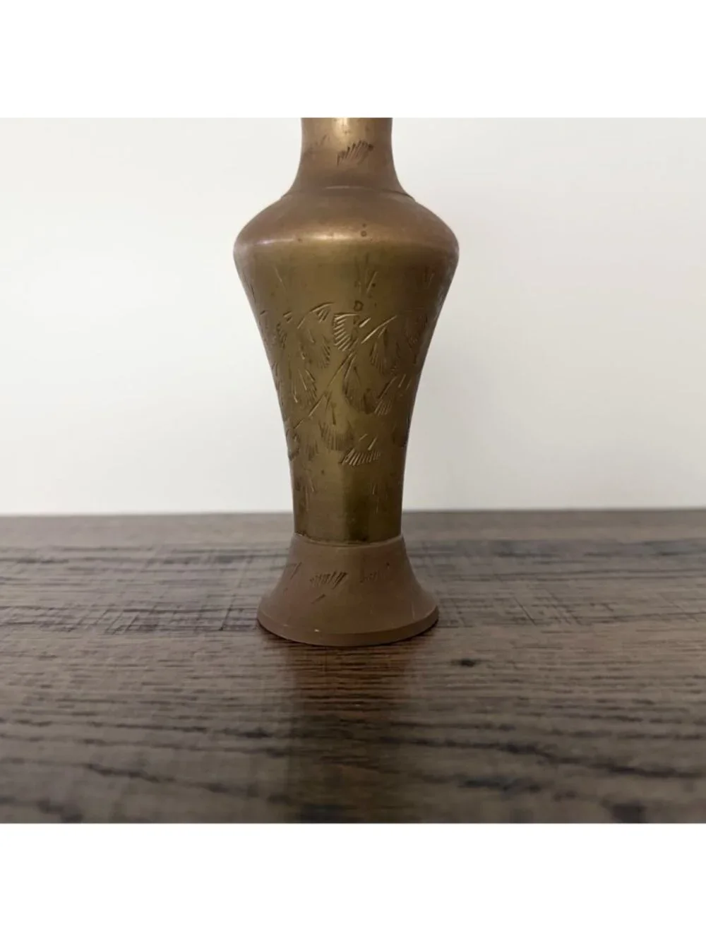 Vintage‎ Brass Etched Bud Vase Engraved Boho Hollywood Regency Eclectic Decor